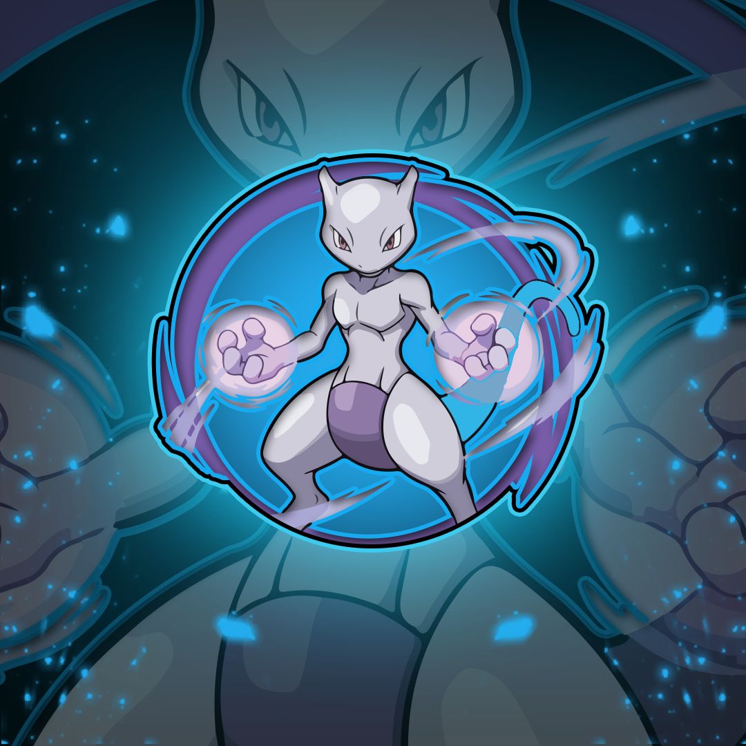 Mewtwo psychic Pokemon mascot logo