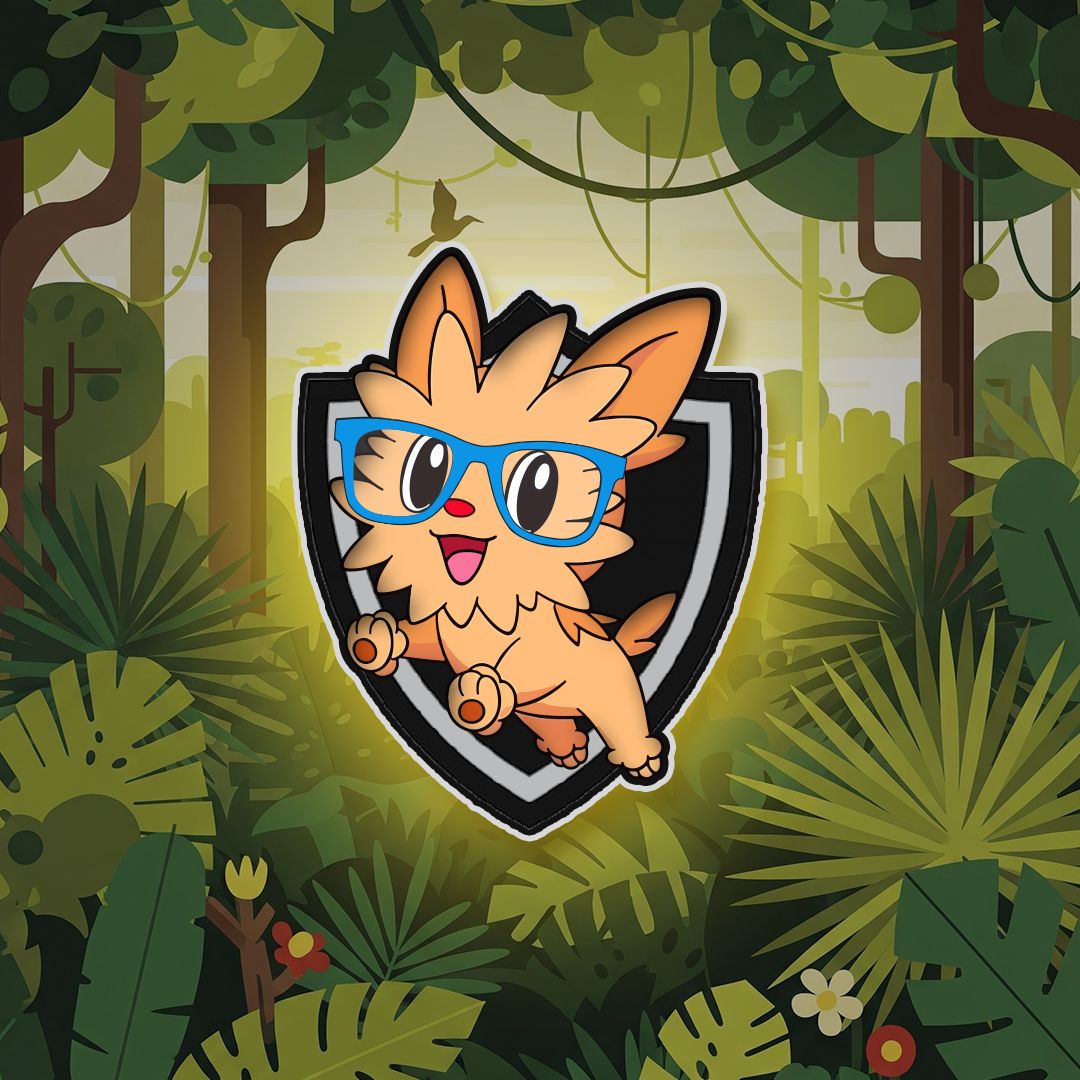 Cute jungle creature shield mascot logo